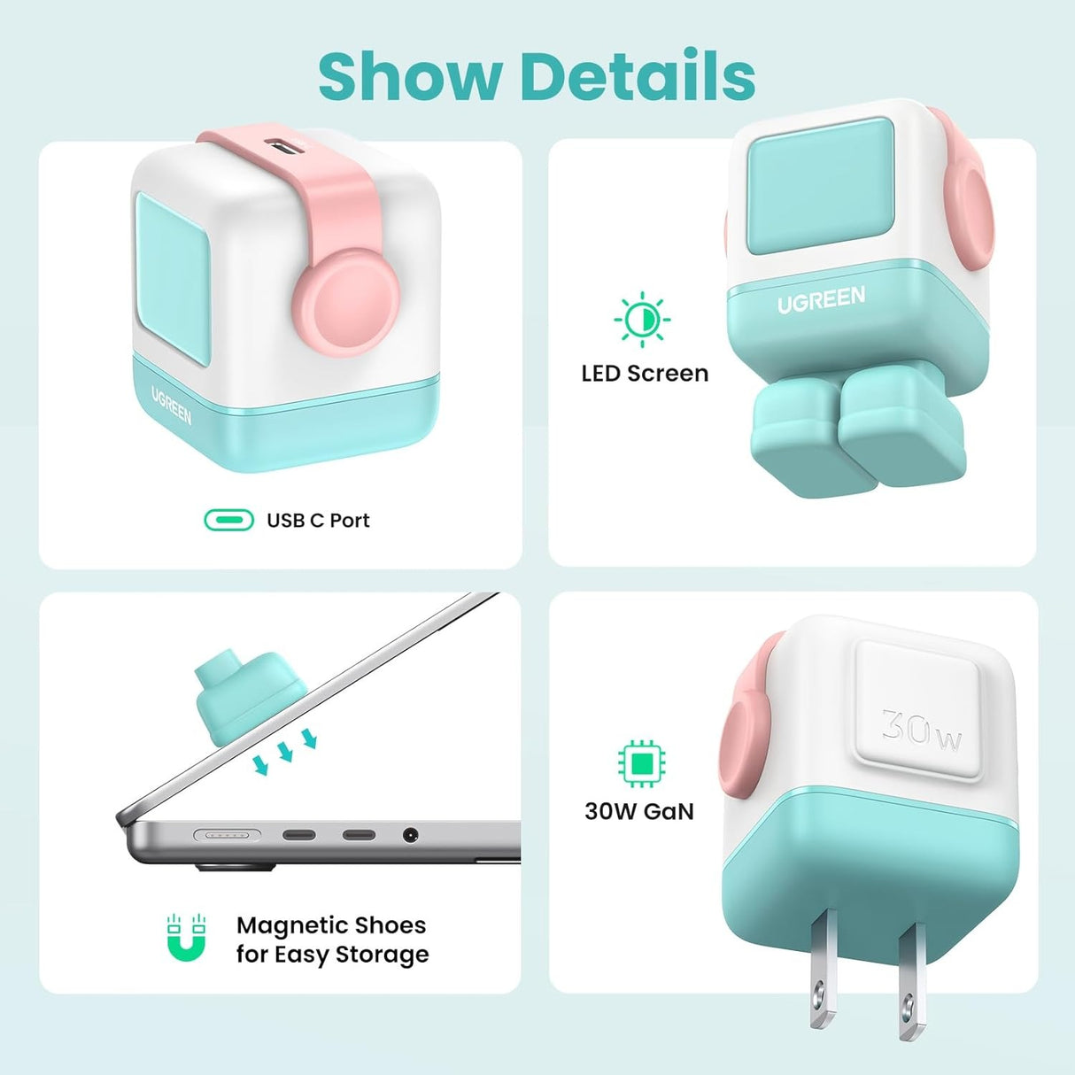 UGREEN Uno 30W Cargador USB-C Robot GaN