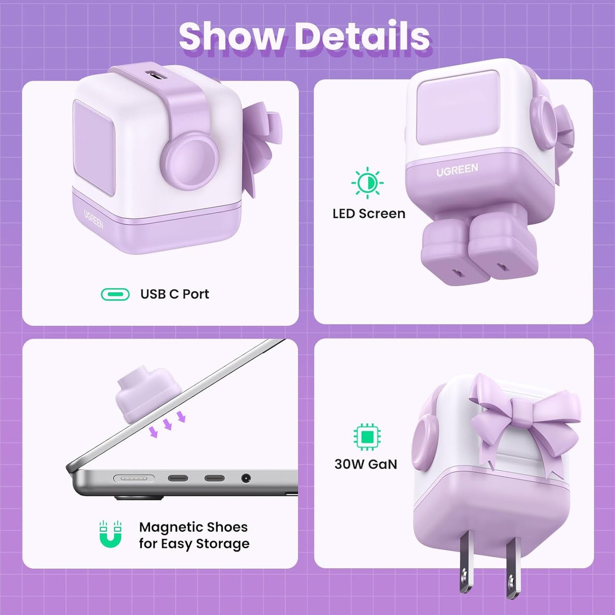 UGREEN Uno 30W Cargador USB-C Robot GaN