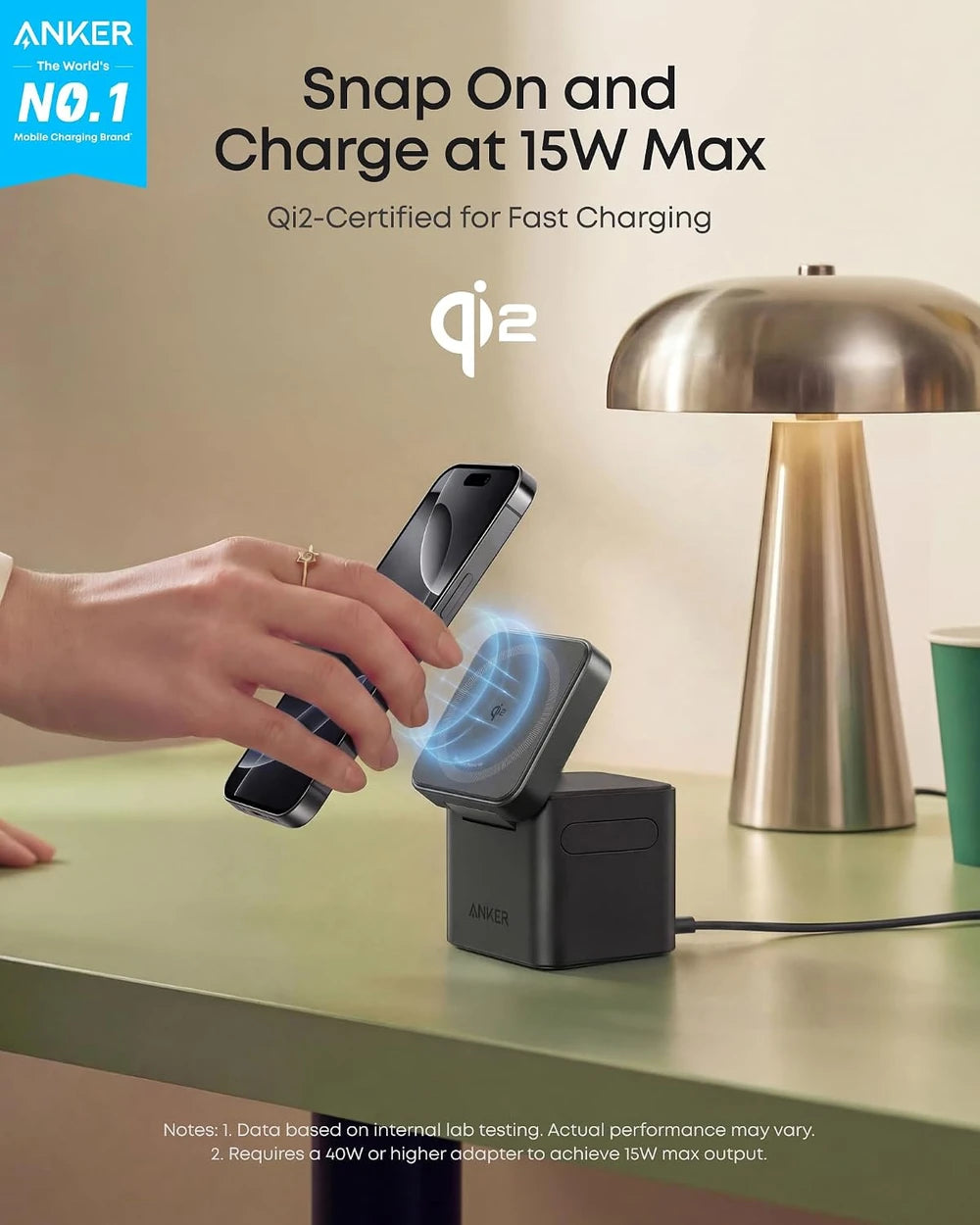 Anker MagGo 3 en 1 Estación de Carga Qi2 15W para iPhone, Apple Watch y AirPods
