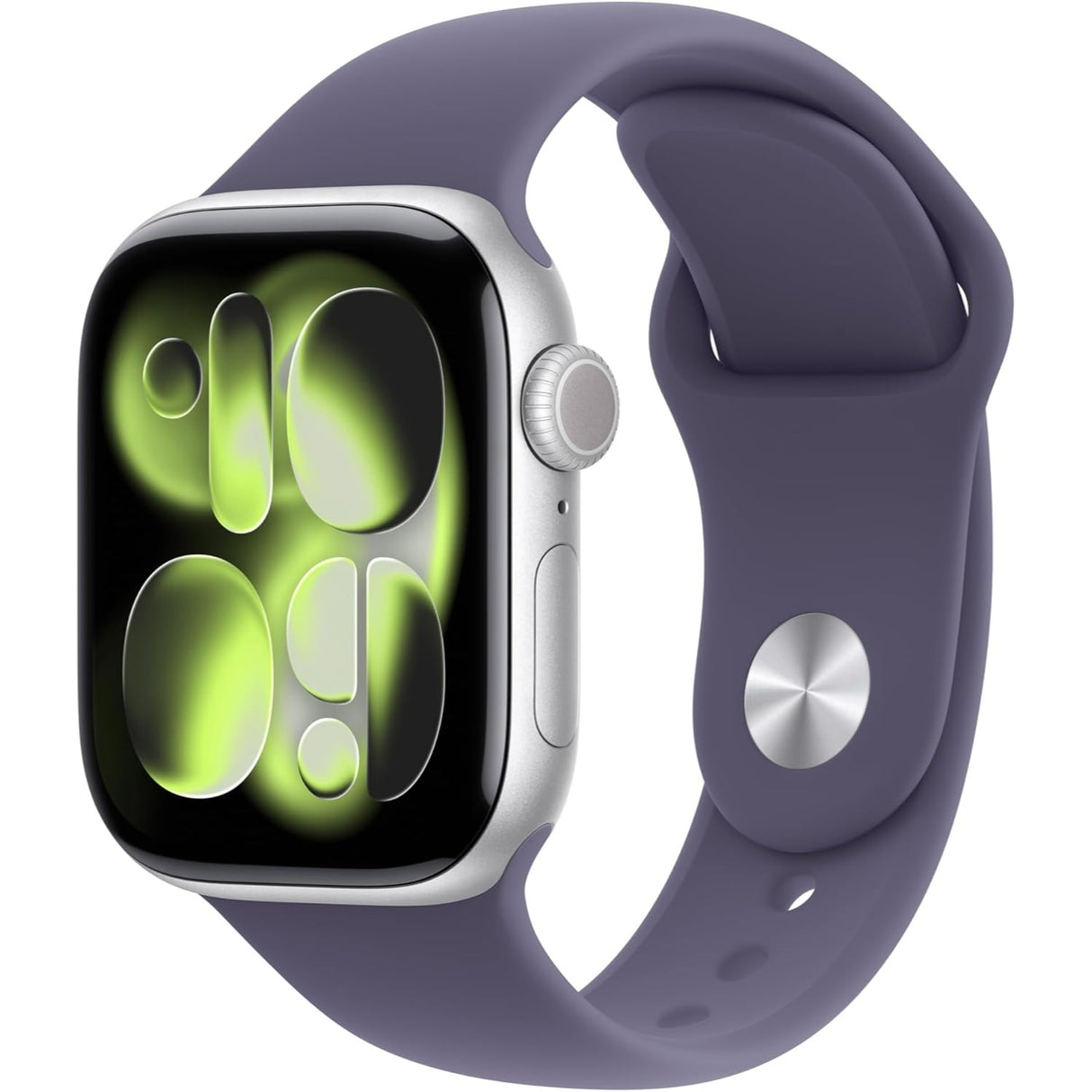 Apple Watch Series 11 GPS con Caja de Aluminio Color Plata de 42 mm y Correa Deportiva Morado Niebla S/M