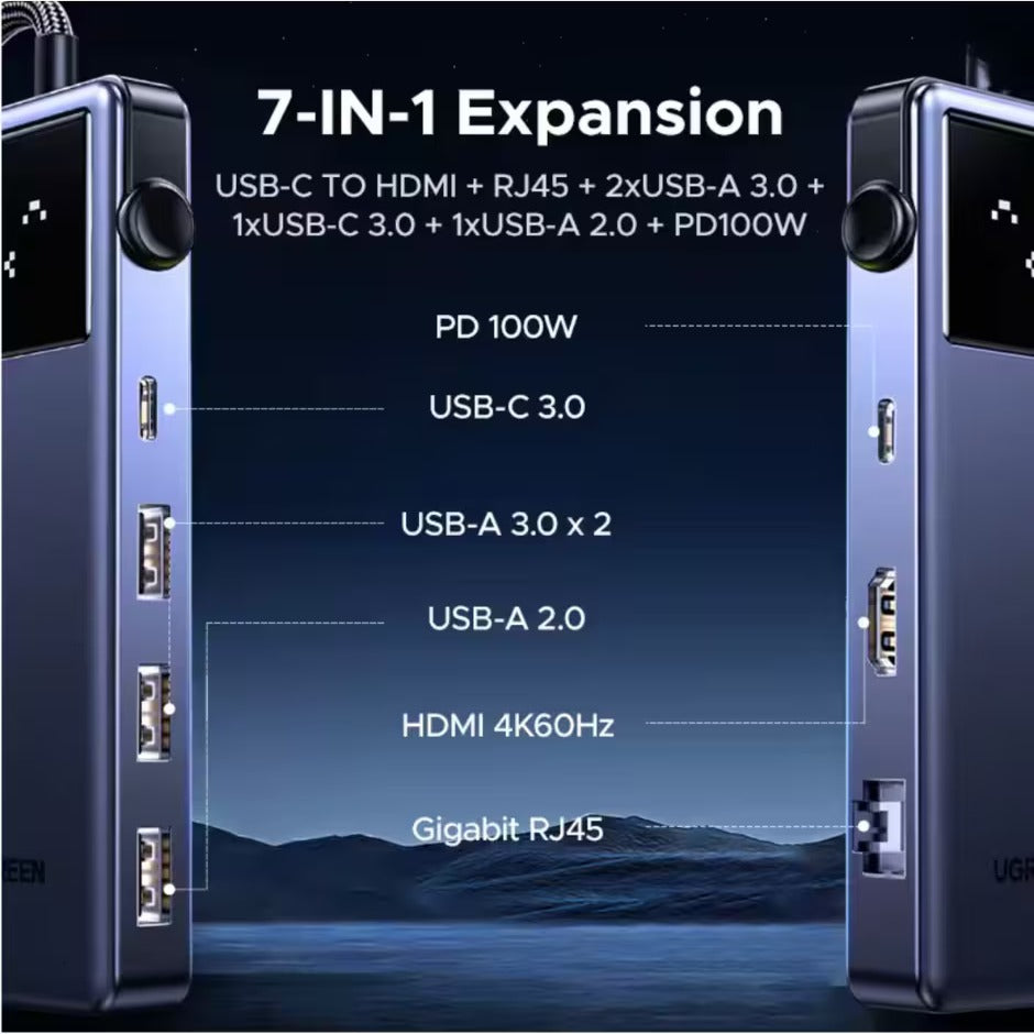 UGREEN Uno 7 en 1 HUB USB-C HDMI 4K 60Hz USB Ethernet