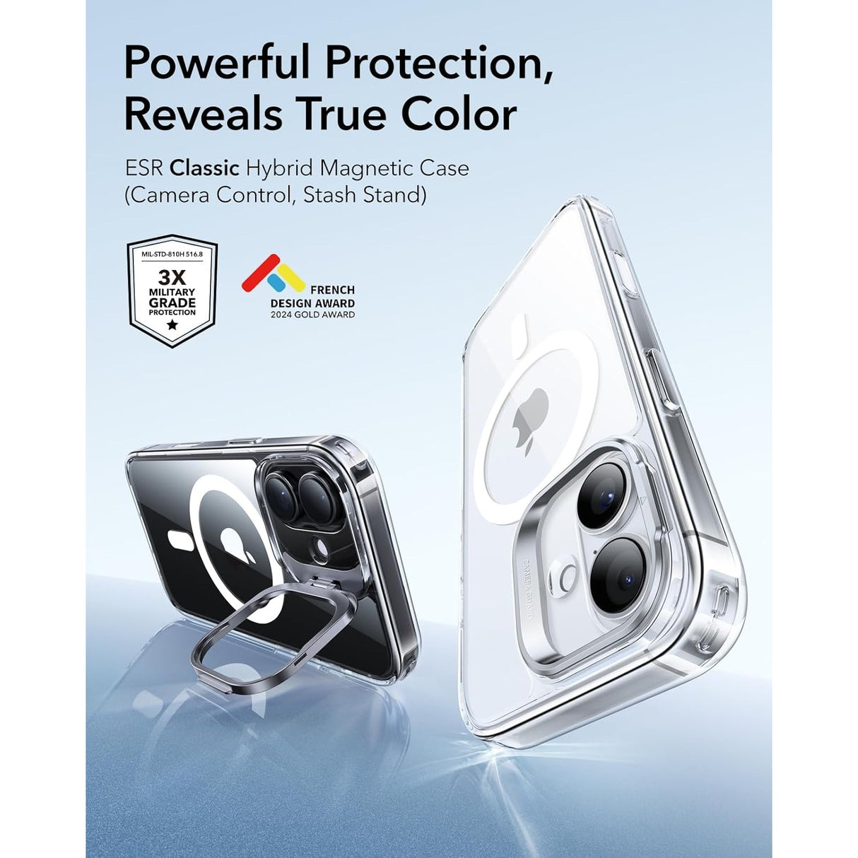 ESR iPhone 17 Classic Hybrid Magnetic Case con Stand, MagSafe y Control de Cámara Protección 3x