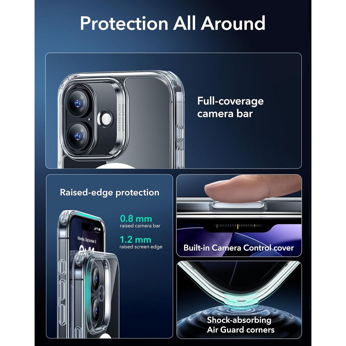 ESR iPhone 17 Classic Hybrid Magnetic Case con MagSafe y Control de Cámara Protección Grado Militar