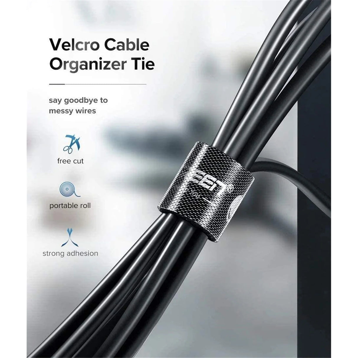 UGREEN Velcro Organizador de Cables Reusable 5 Metros Negro
