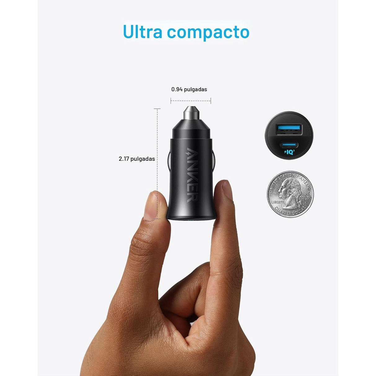 Anker 30W Cargador Rápido para Carro de 2 Puertos Power IQ 3.0