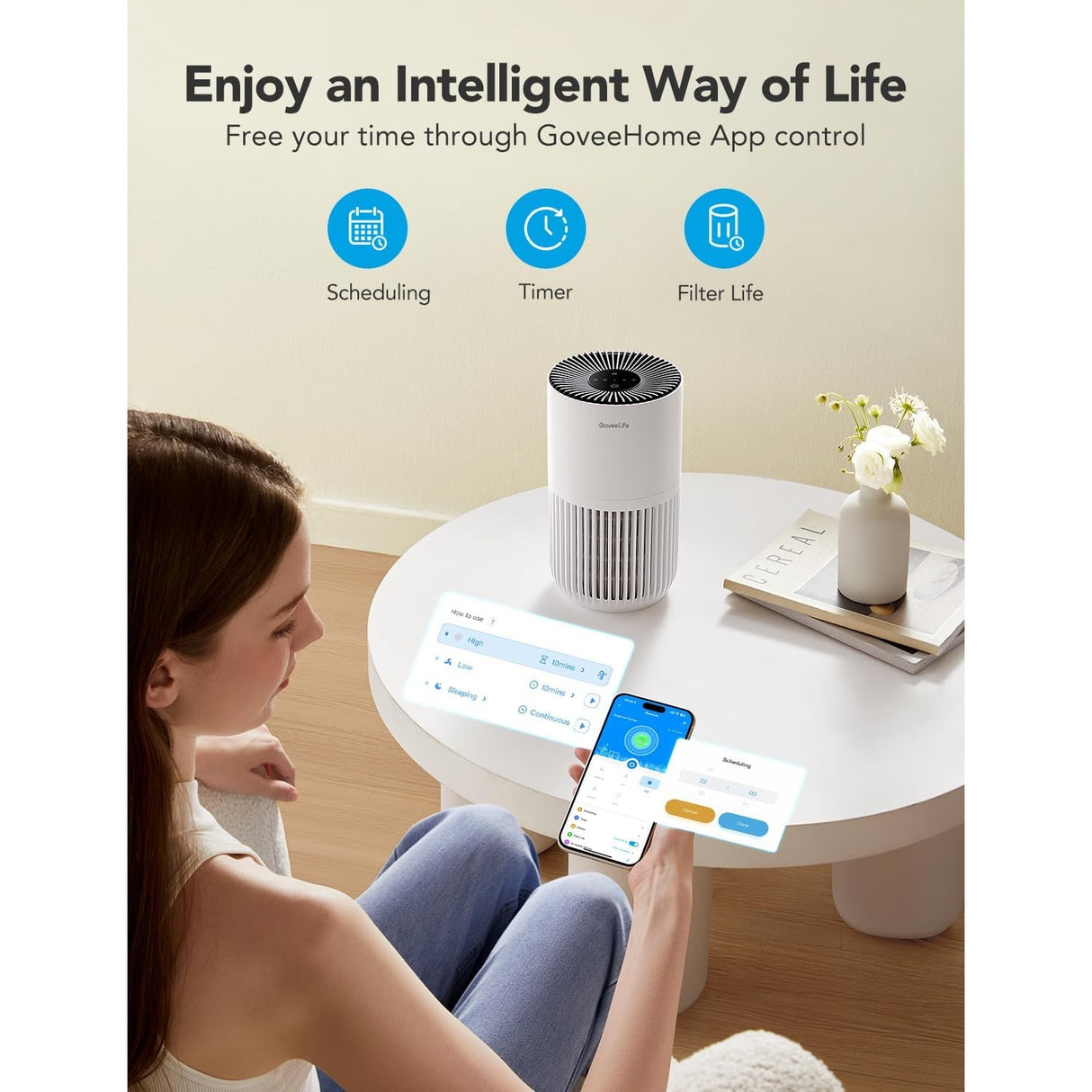 GoveeLife Mini Air Purifier HEPA Filtro de Aire Inteligente