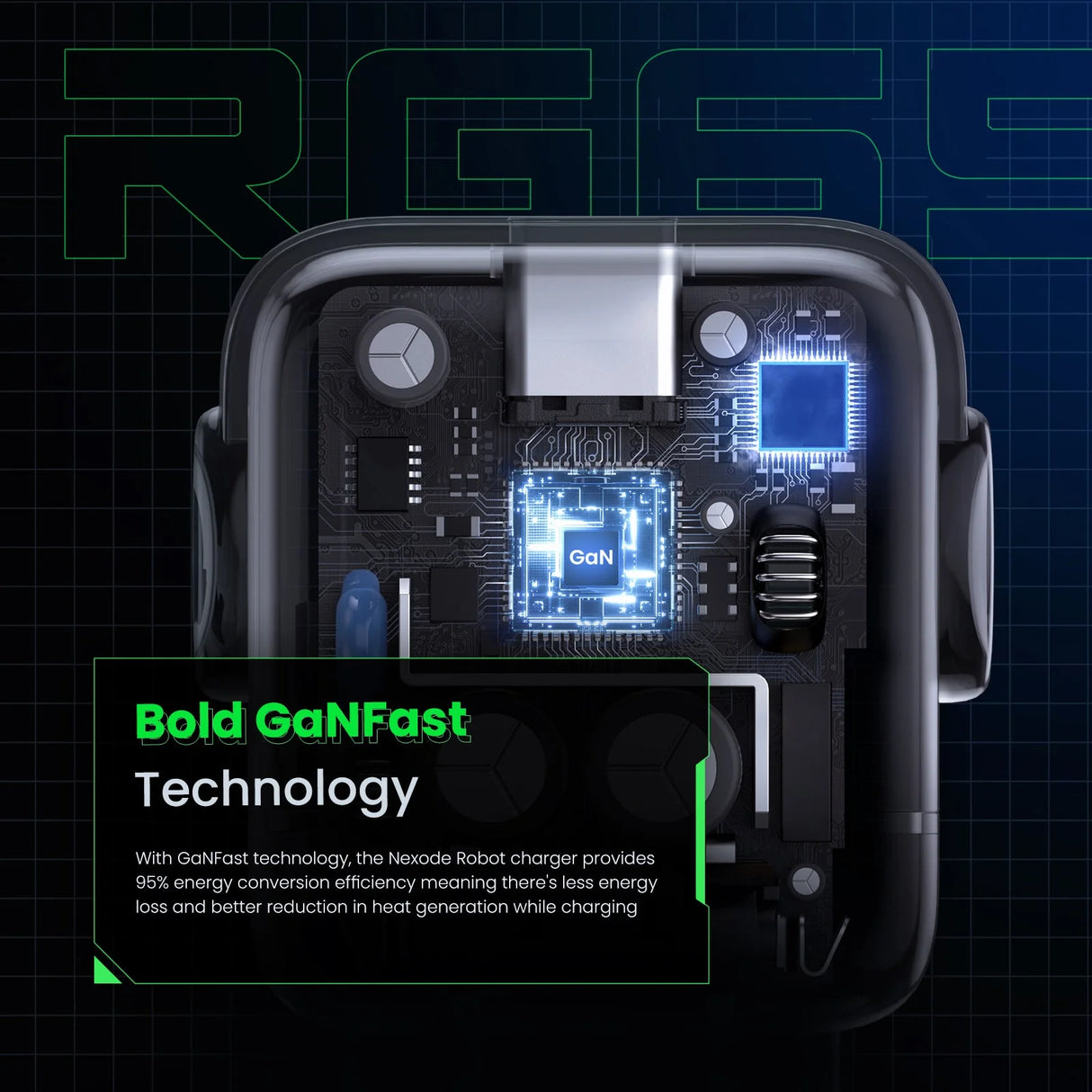 UGREEN Uno 65W Cargador USB-C 3 Puertos Robot GaN