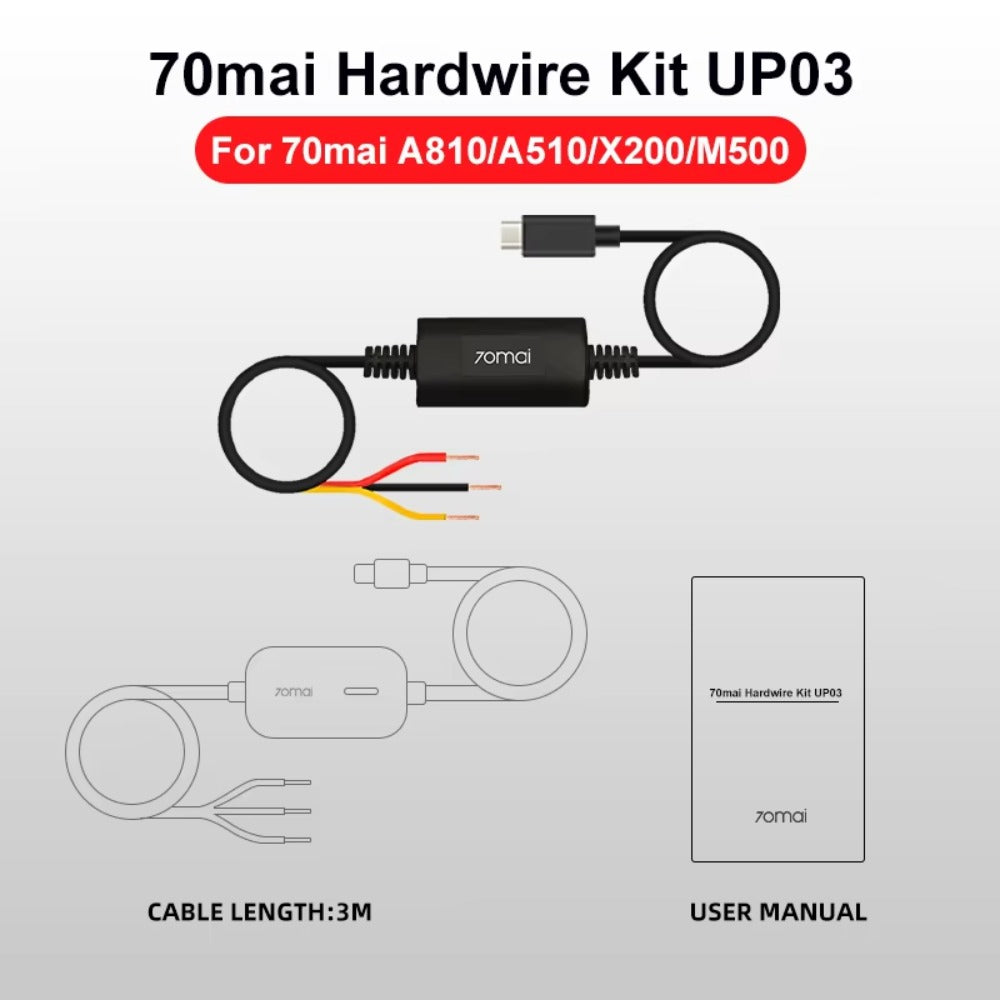 70mai Hardwire Kit UP03 para Dash Cam A510/ A810/ M500/ Omni/ T800