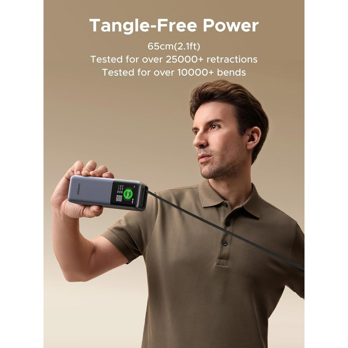 UGREEN Nexode Power Bank 20000mAh 165W con Cable USB-C Retráctil