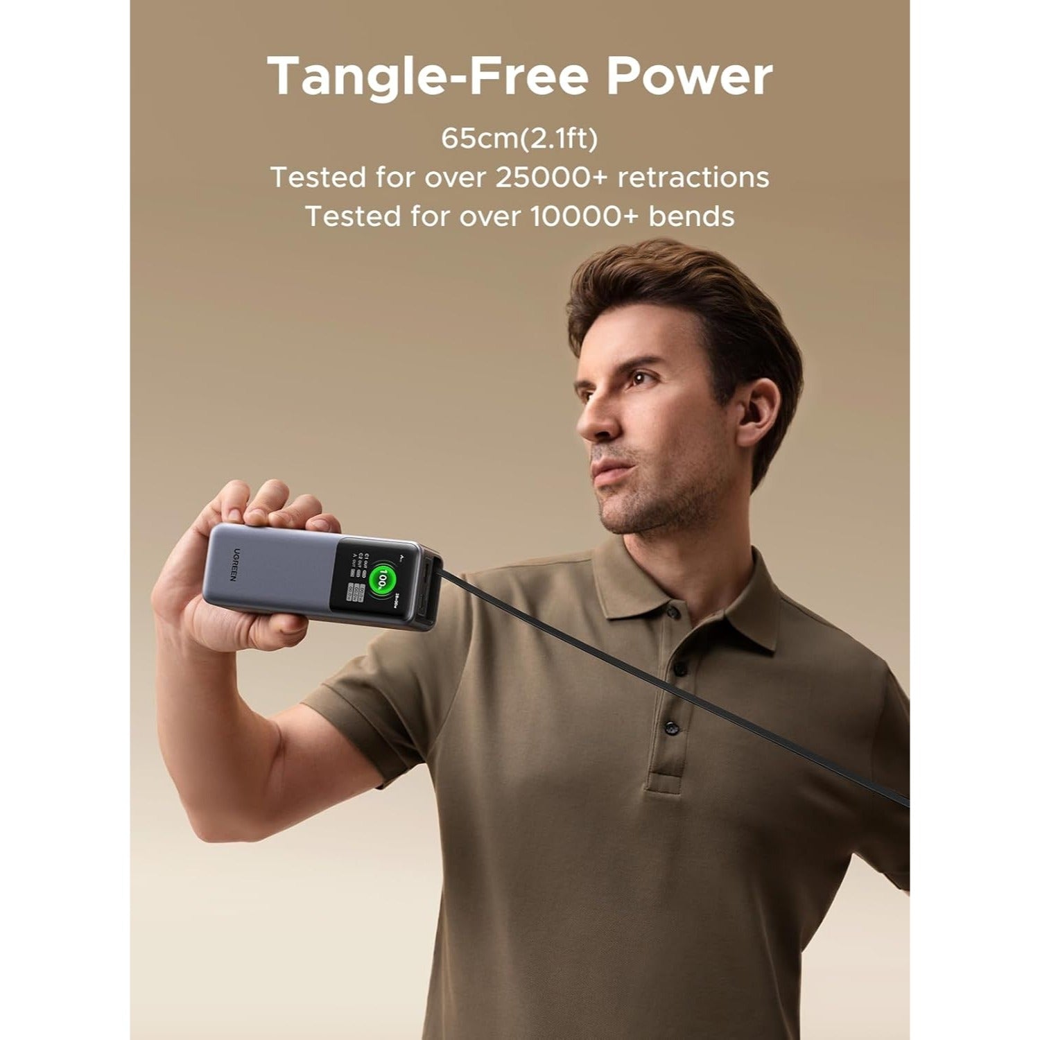 UGREEN Nexode Power Bank 20000mAh 165W con Cable USB-C Retráctil