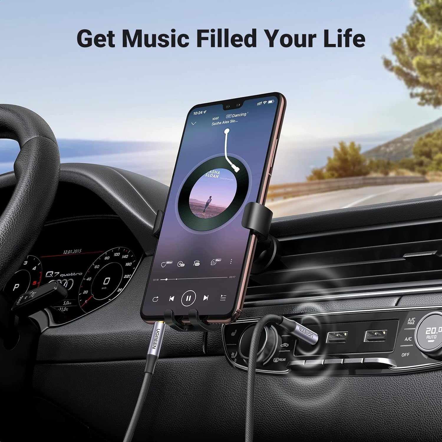 UGREEN Cable de Audio de 3.5mm trenzado de 4 polos Hi-Fi TRRS Jack Blindado Macho a Macho 3 Metros