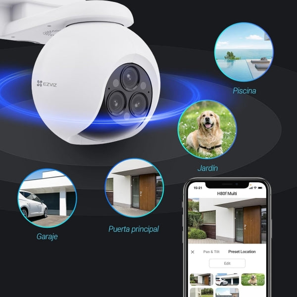 EZVIZ H80f Multi 2K⁺ Cámara Triple Lente Zoom 12x con Paneo e Inclinación
