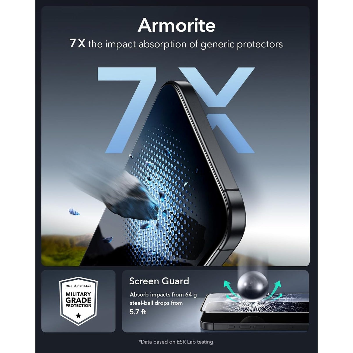 ESR Paquete de 3 Micas de Vidrio 9H+ Armorite UltraFit para iPhone 17 / iPhone 16 Pro con aplicador