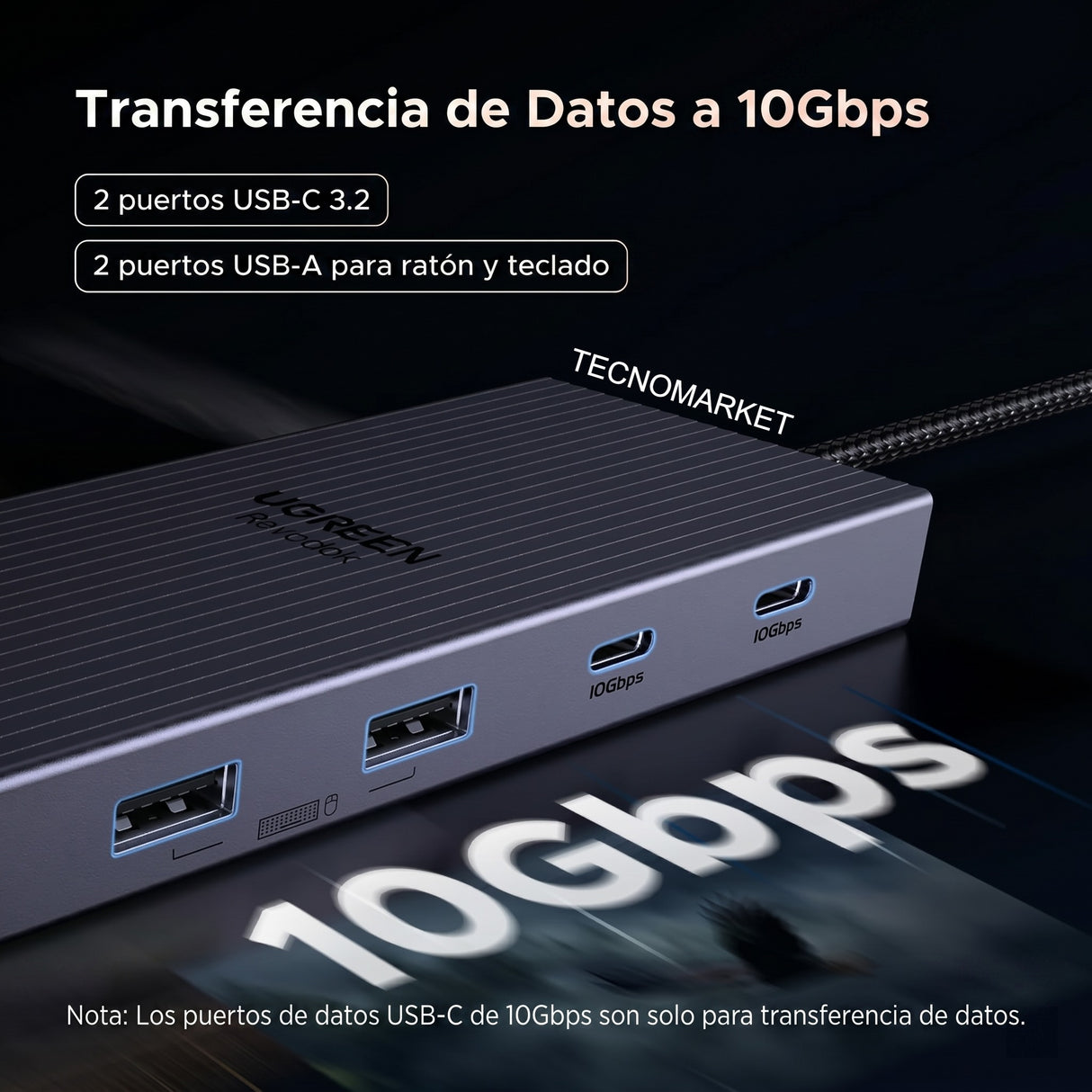 UGREEN Revodok Pro 12 en 1 Triple 4K Docking Station con 2 HDMI, DP, 2x10G USB C, 2×USB-A2.0, 100W PD, SD/TF, 1000Mbps Ethernet, 3.5MM Audio
