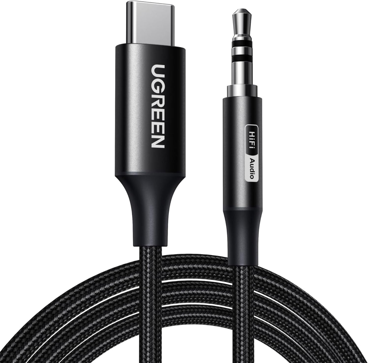 UGREEN Cable USB-C a Jack 3.5mm Hi-Res Audio, Adaptador Auxiliar para Auriculares, Nylon Trenzado, Compatible con iPhone, Samsung Galaxy, iPad, MacBook
