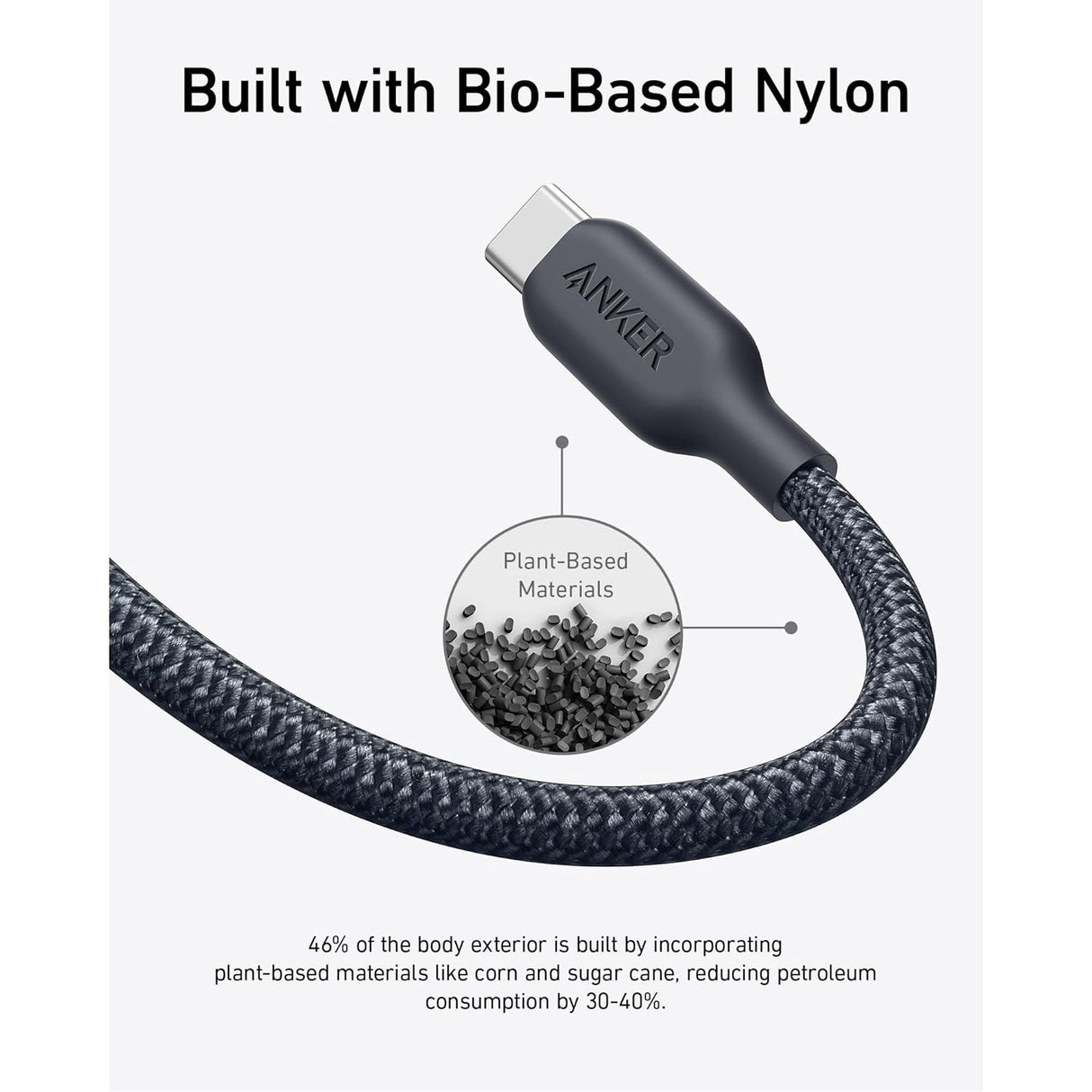 Anker 543 Cable USB-C a USB-C 240W 3 Metros (Bio-Braided)