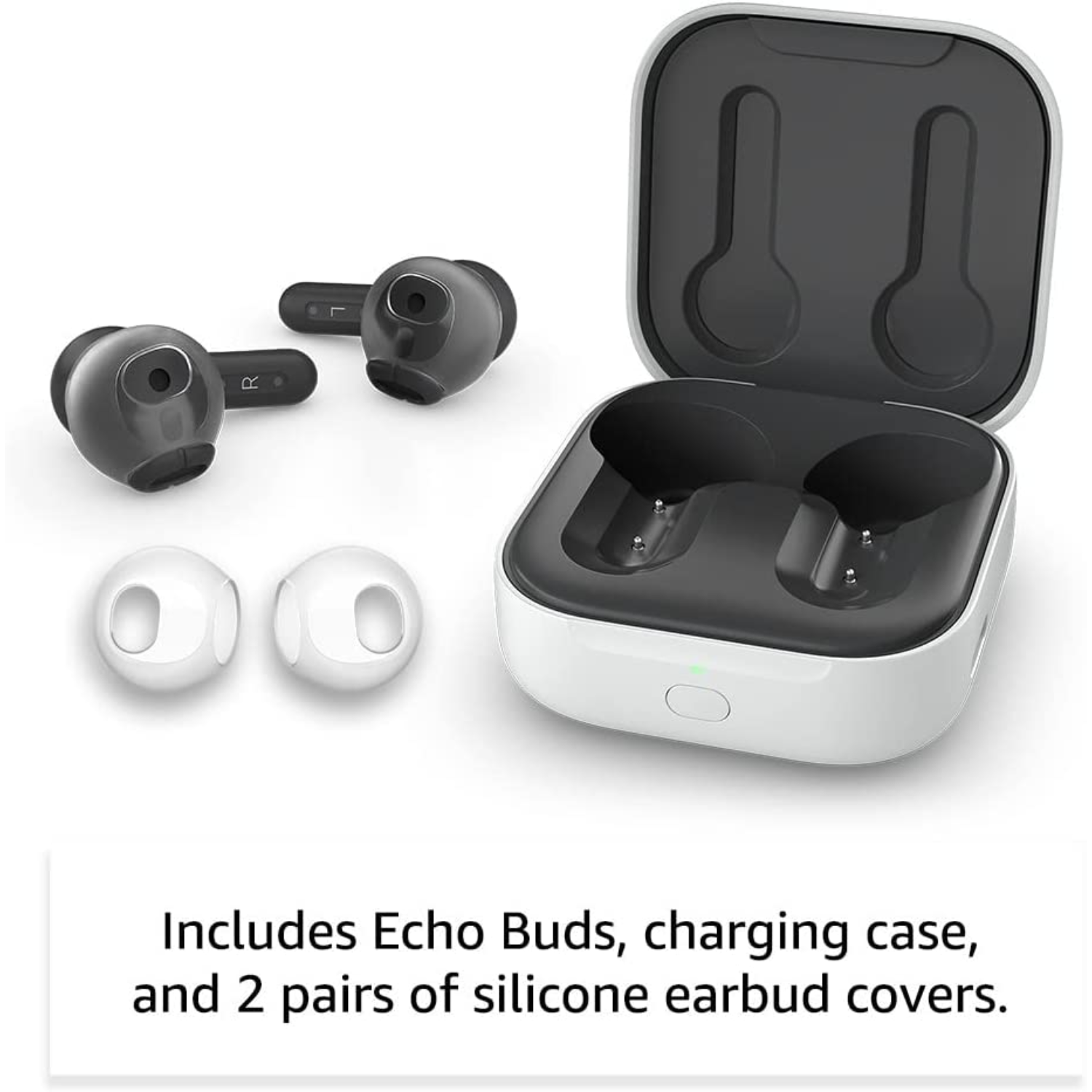 Nuevos Echo Buds (modelo 2023) Audífonos inalámbricos Bluetooth 5.2 con Alexa, 20 horas de batería con estuche cargador, resistentes al sudor