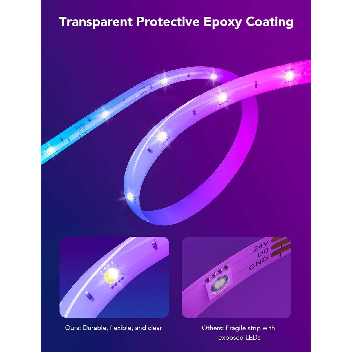 Govee RGBICW Tira LED WiFi con Blanco Cálido Multicolor de 20 metros