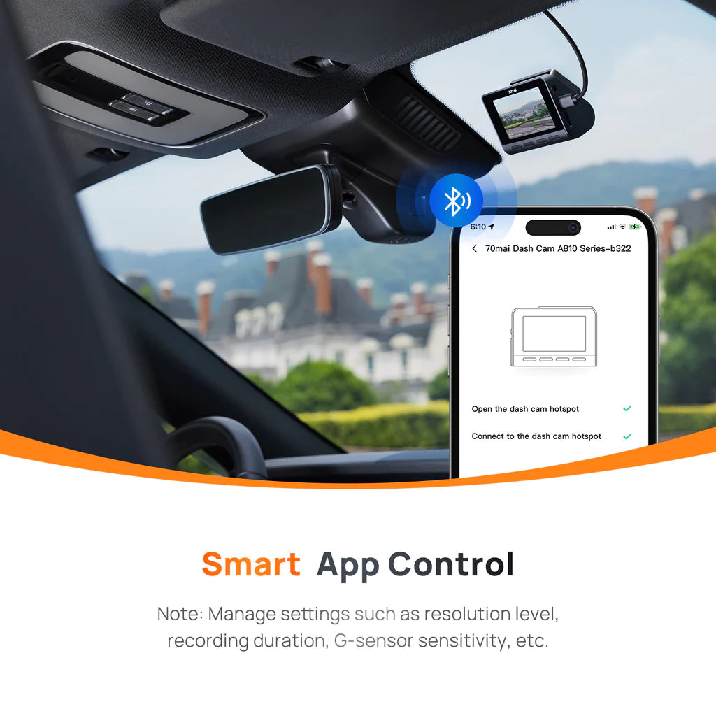 70mai A810 Dash Cam 4K HDR Sony Starvis 2 IMX678 Grabación Dual Soporta 4G LTE