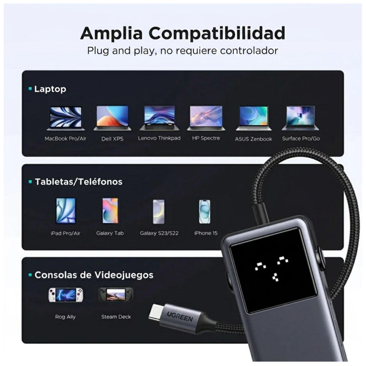 UGREEN Uno 7 en 1 HUB USB-C HDMI 4K 60Hz USB Ethernet