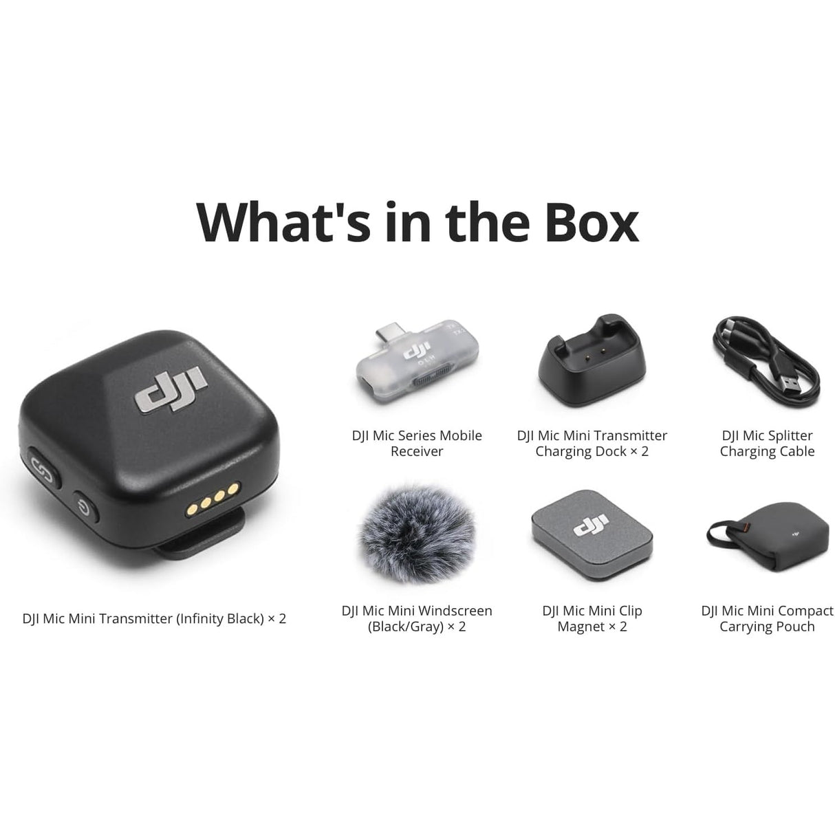 DJI Mic Mini (2 TX + 1 Mobile RX) Sistema de 2 Micrófonos Inalámbricos Lavalier para iPhone 17/16/15 y Android/PC/Tablet