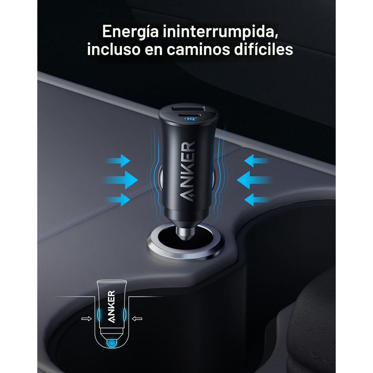 Anker 30W Cargador Rápido para Carro de 2 Puertos Power IQ 3.0
