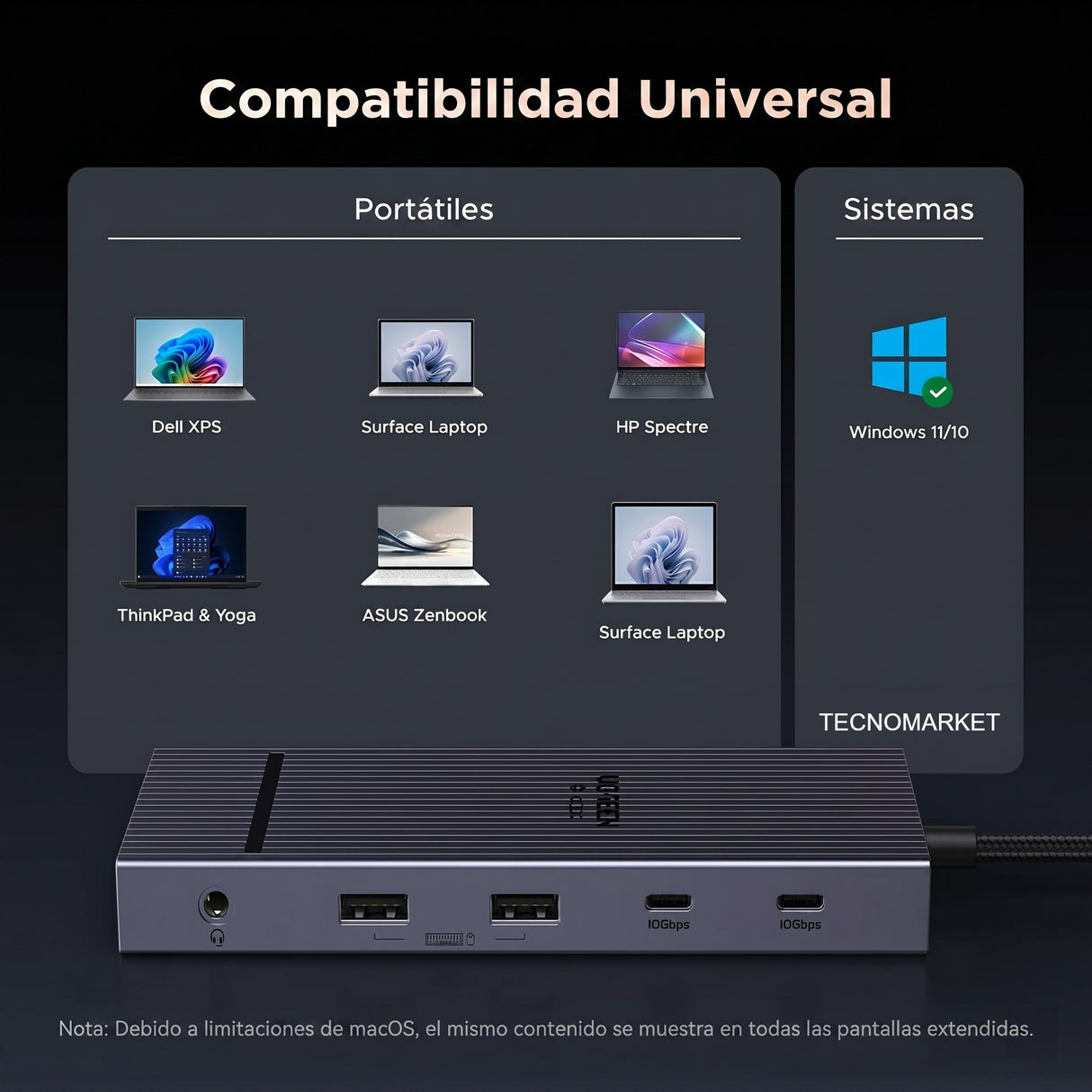 UGREEN Revodok Pro 12 en 1 Triple 4K Docking Station con 2 HDMI, DP, 2x10G USB C, 2×USB-A2.0, 100W PD, SD/TF, 1000Mbps Ethernet, 3.5MM Audio