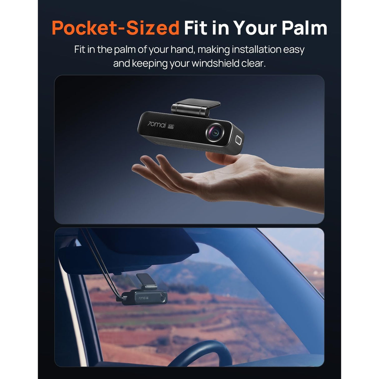 70mai 4K M800 Dash Cam de 2 Canales Frontal + Trasera STARVIS 2 IMX678 + 128GB eMMC Soporta 4G LTE