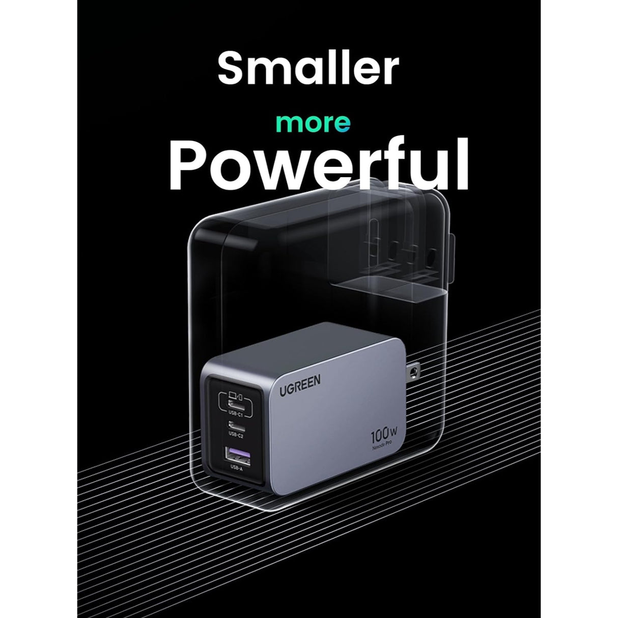 UGREEN Nexode Pro 100W 3 Puertos GaN Cargador Rápido