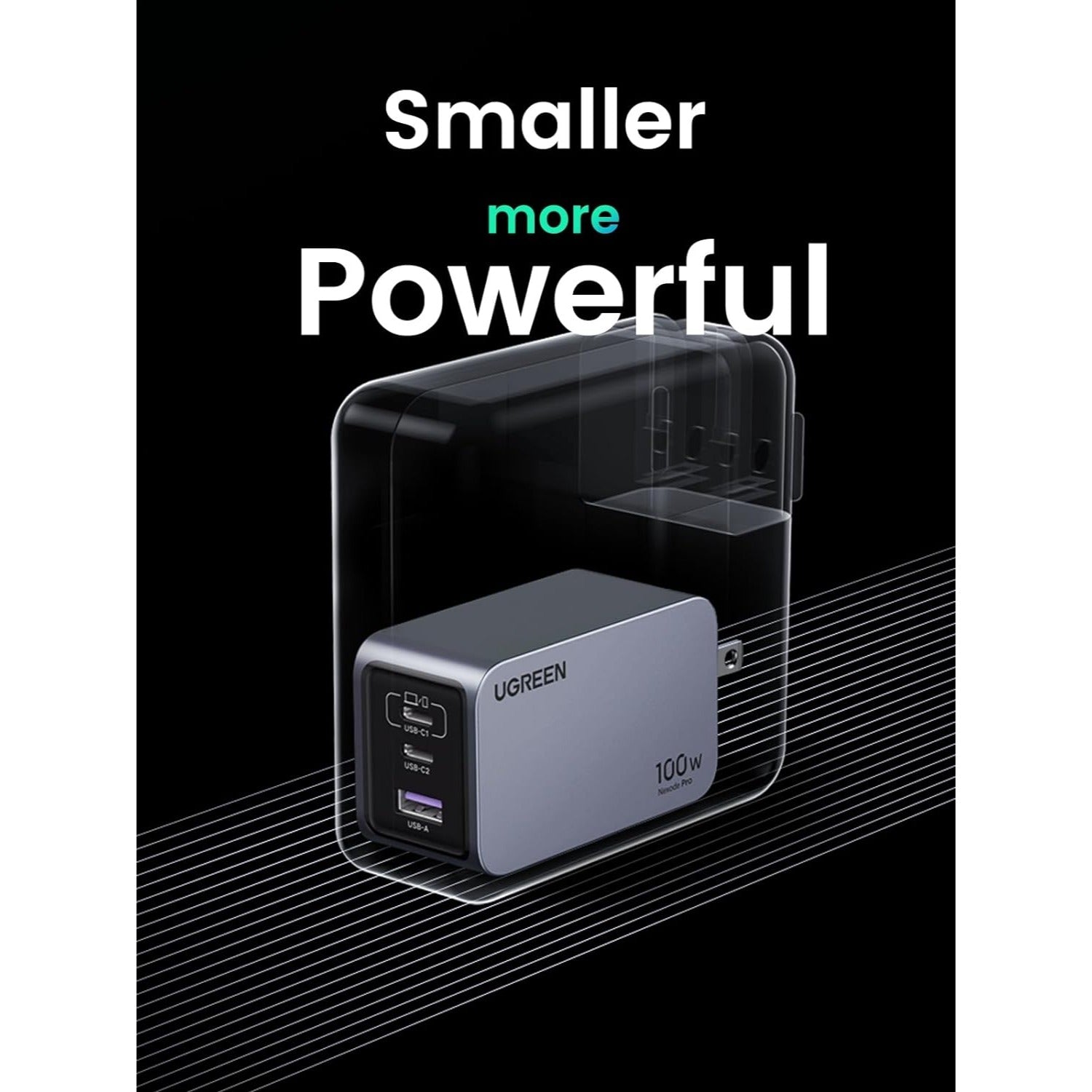 UGREEN Nexode Pro 100W 3 Puertos GaN Cargador Rápido