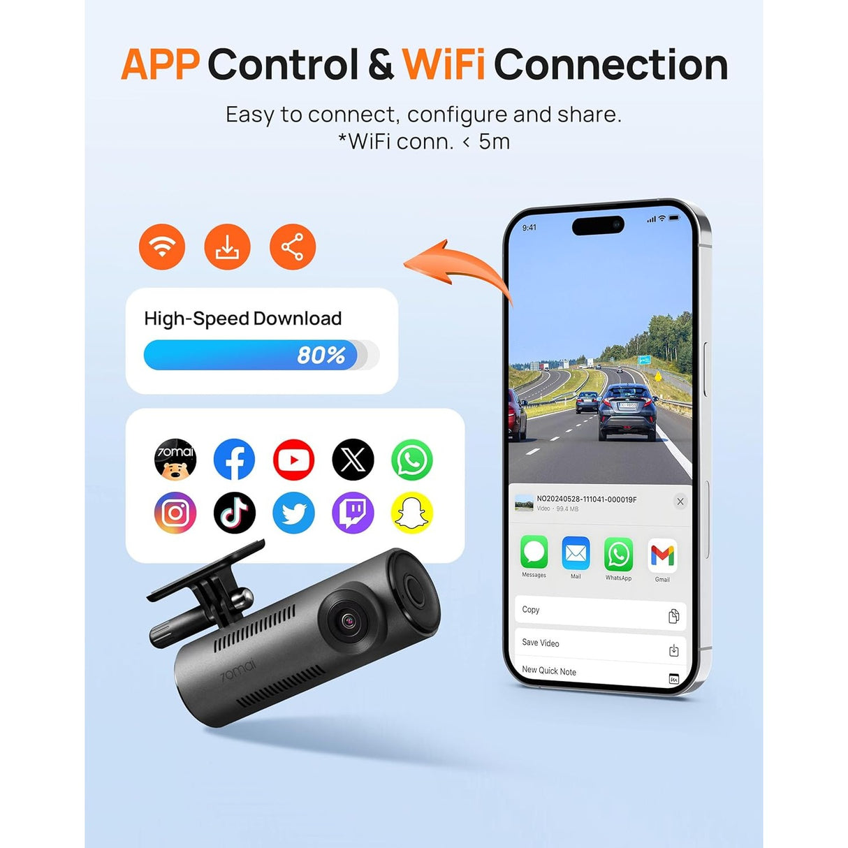 70mai Dash Cam M310 2K QHD