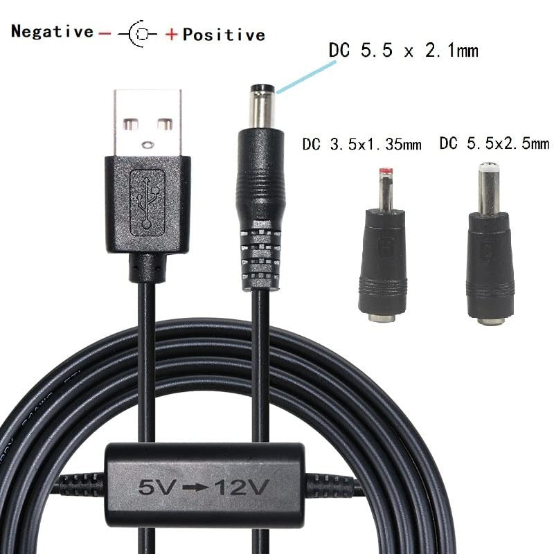 KUNCAN USB 5V a 12V DC Cable Adaptador Step Up (12V 1A Max) 1 Metro