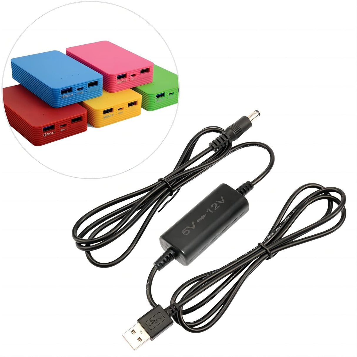 KUNCAN USB 5V a 12V DC Cable Adaptador Step Up (12V 1A Max) 1 Metro