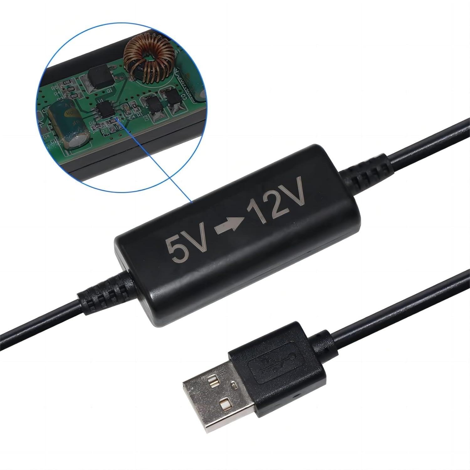 KUNCAN USB 5V a 12V DC Cable Adaptador Step Up (12V 1A Max) 1 Metro