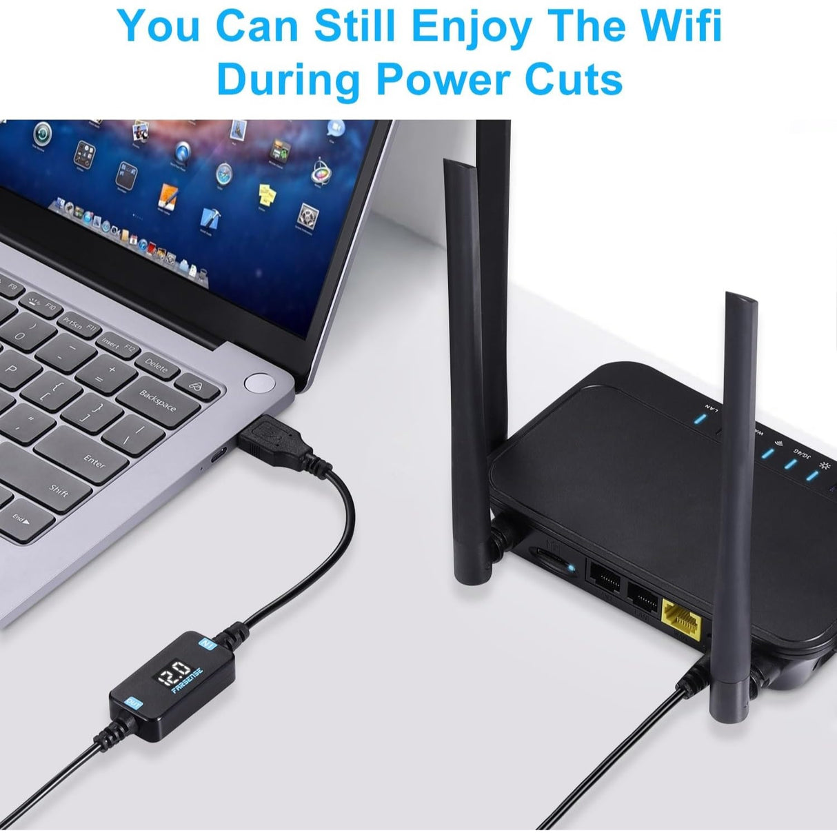 FARSENSE USB 5V a 12V DC Cable Adaptador con Pantalla Step Up (12V 1A Max) 1 Metro