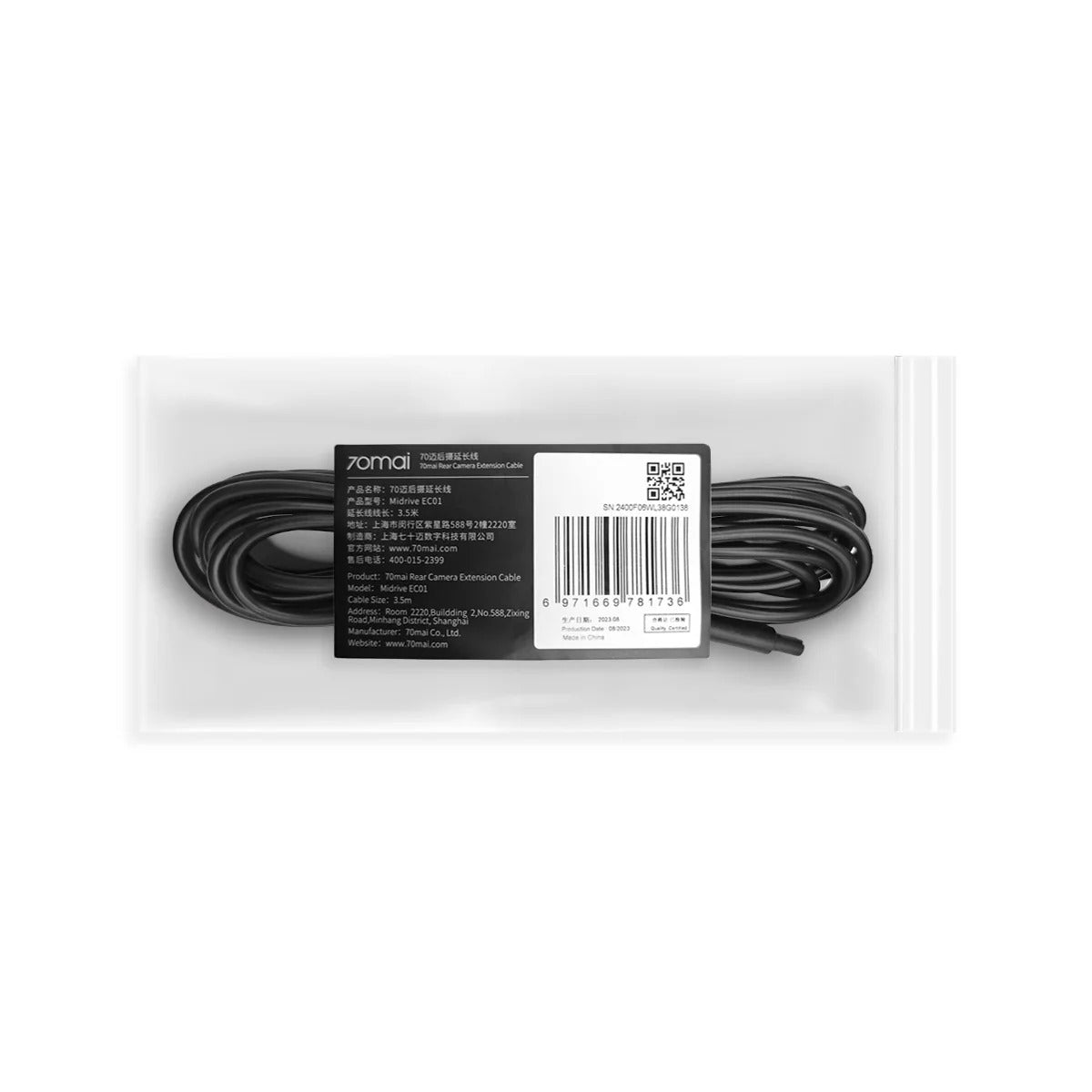 70mai EC01 Cable Extensión 3.5 Metros para Cámara Trasera