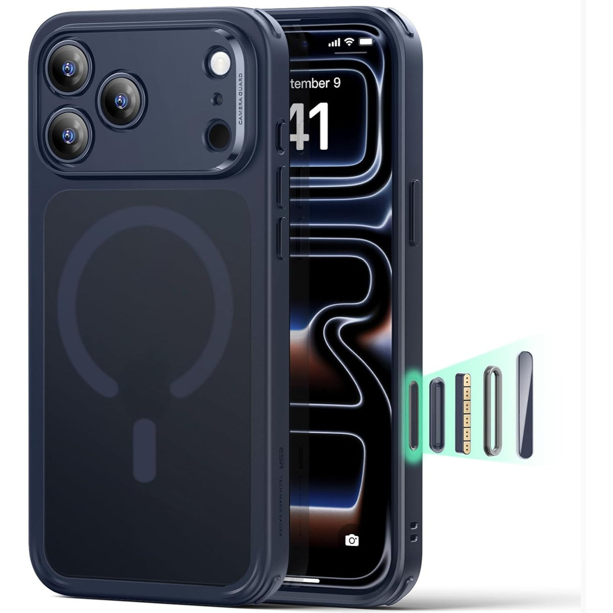 ESR iPhone 17 Pro Classic Hybrid Case con MagSafe y Control de Cámara Protección Grado Militar Esmerilado