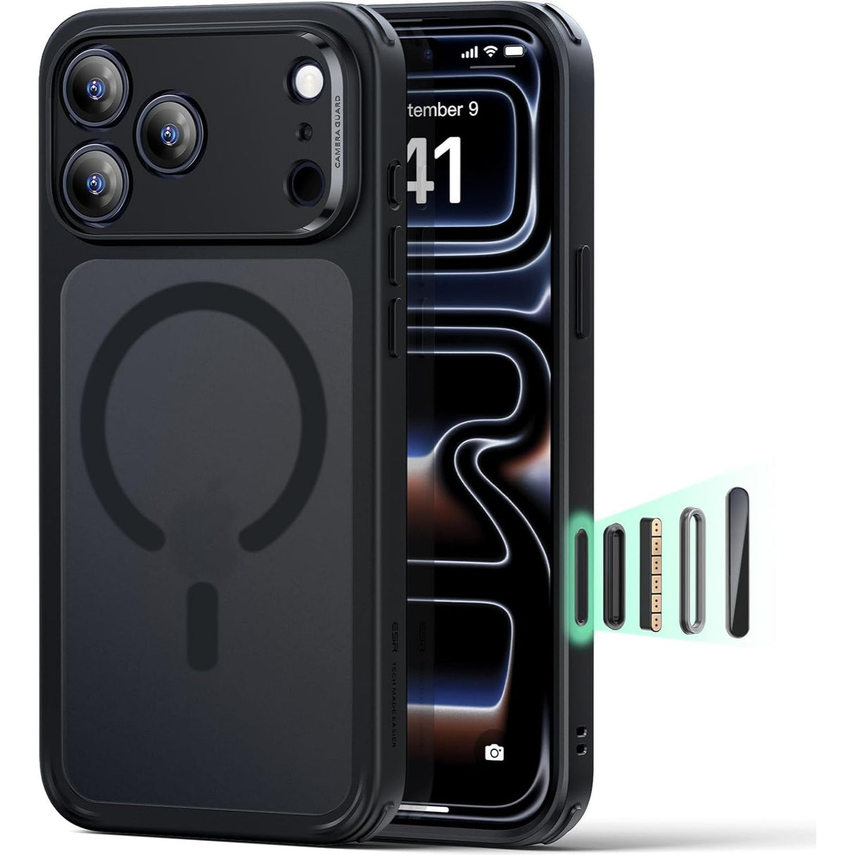 ESR iPhone 17 Pro Max Classic Hybrid Case con MagSafe y Control de Cámara Protección Grado Militar Esmerilado
