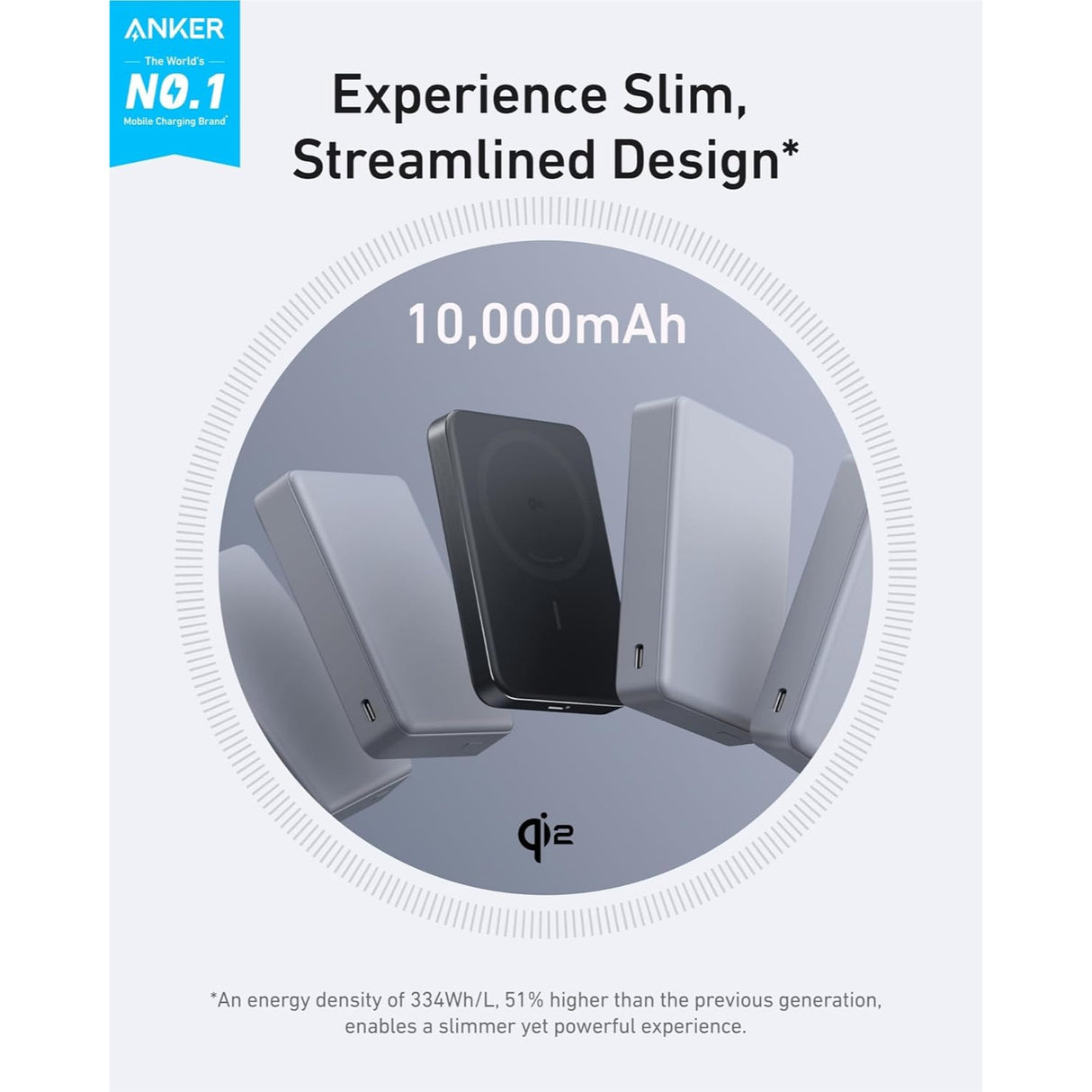 Anker MagGo Power Bank (10K, Slim) MagSafe Qi2 15W Certificada para iPhone 17/16/15