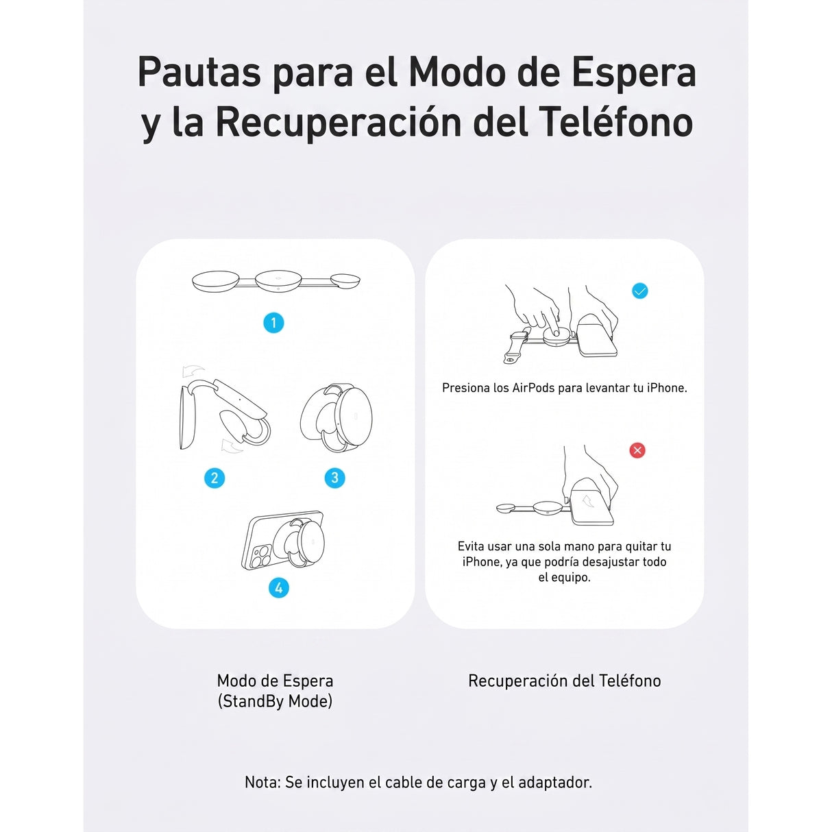 Anker MagGo Estación de Carga Inalámbrica MagSafe (3 en 1 pad plegable) Certificado 15W Qi2 con Adaptador y Cable