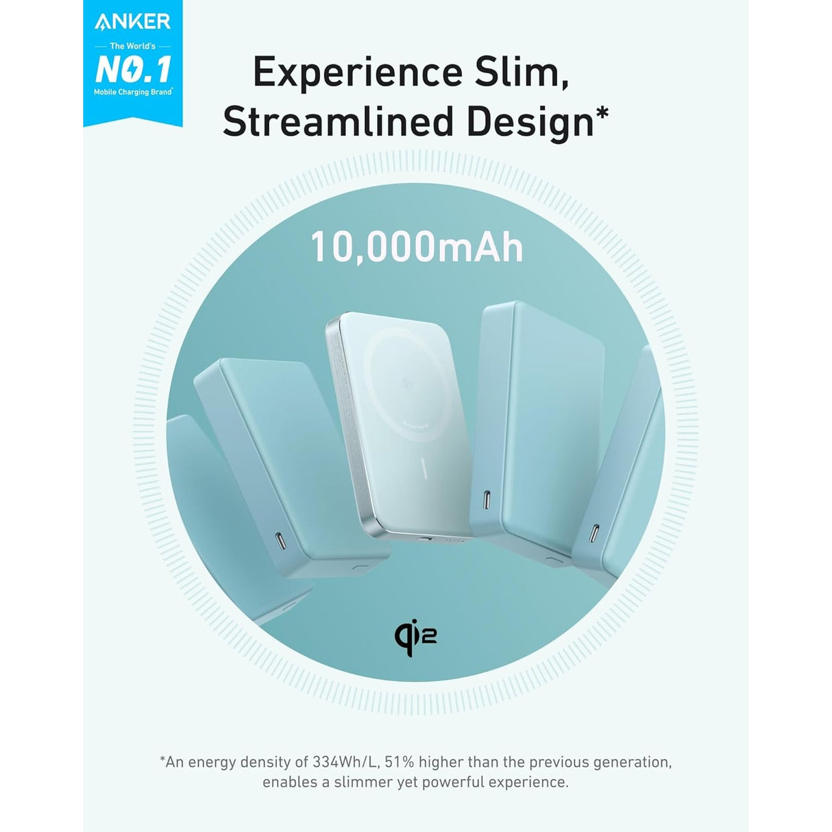 Anker MagGo Power Bank (10K, Slim) MagSafe Qi2 15W Certificada para iPhone 17/16/15