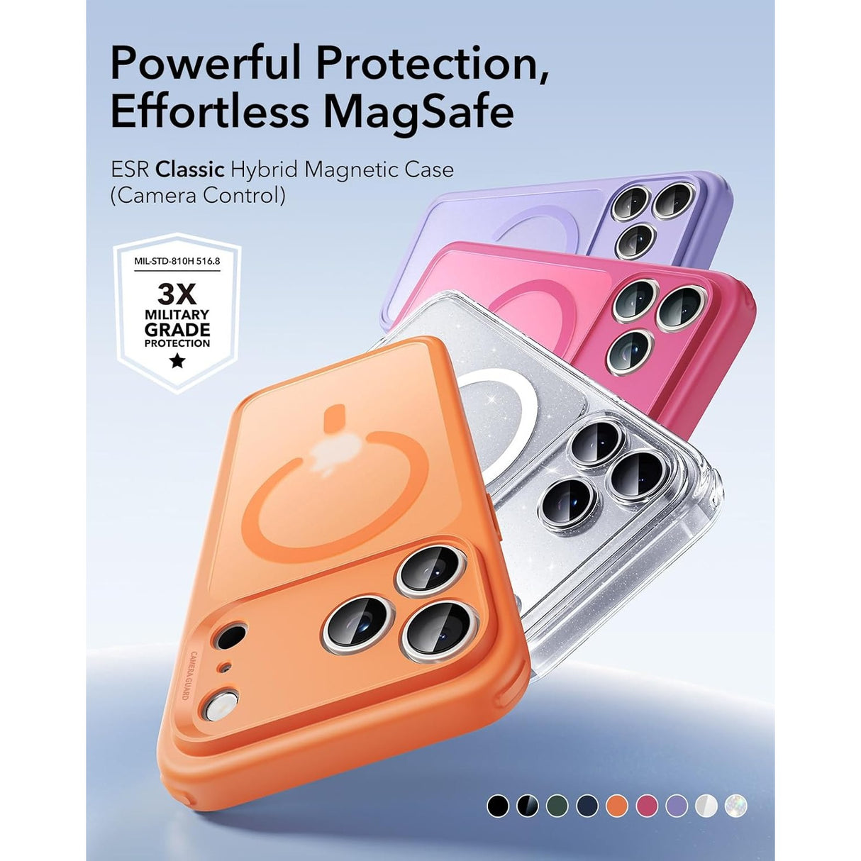 ESR iPhone 17 Pro Classic Hybrid Case con MagSafe y Control de Cámara Protección Grado Militar Esmerilado