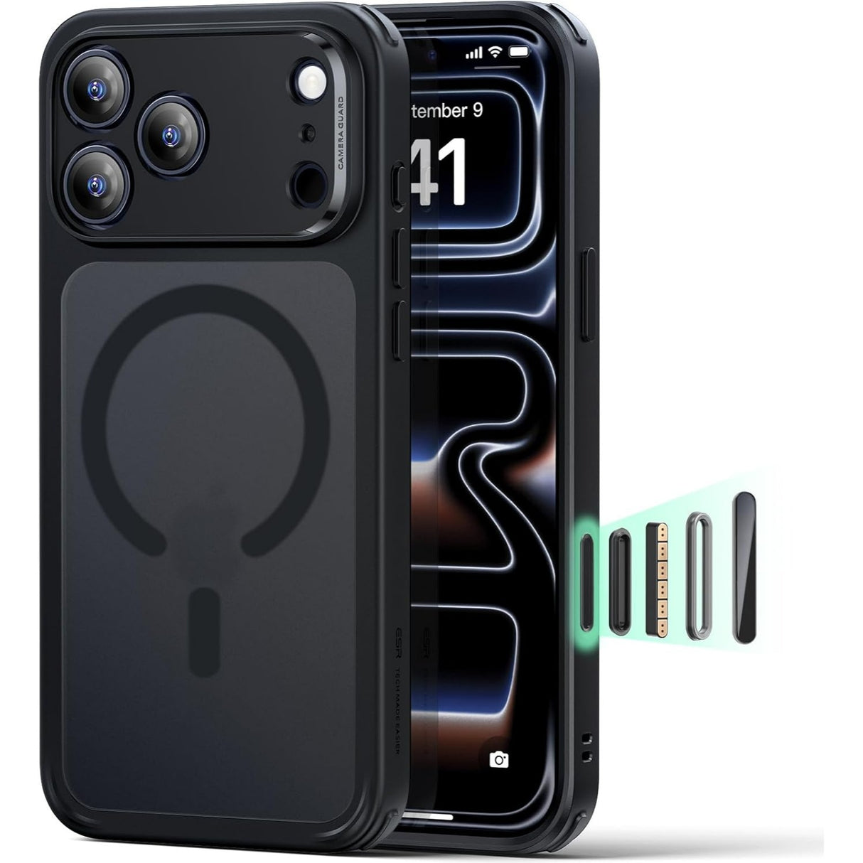 ESR iPhone 17 Pro Classic Hybrid Case con MagSafe y Control de Cámara Protección Grado Militar Esmerilado