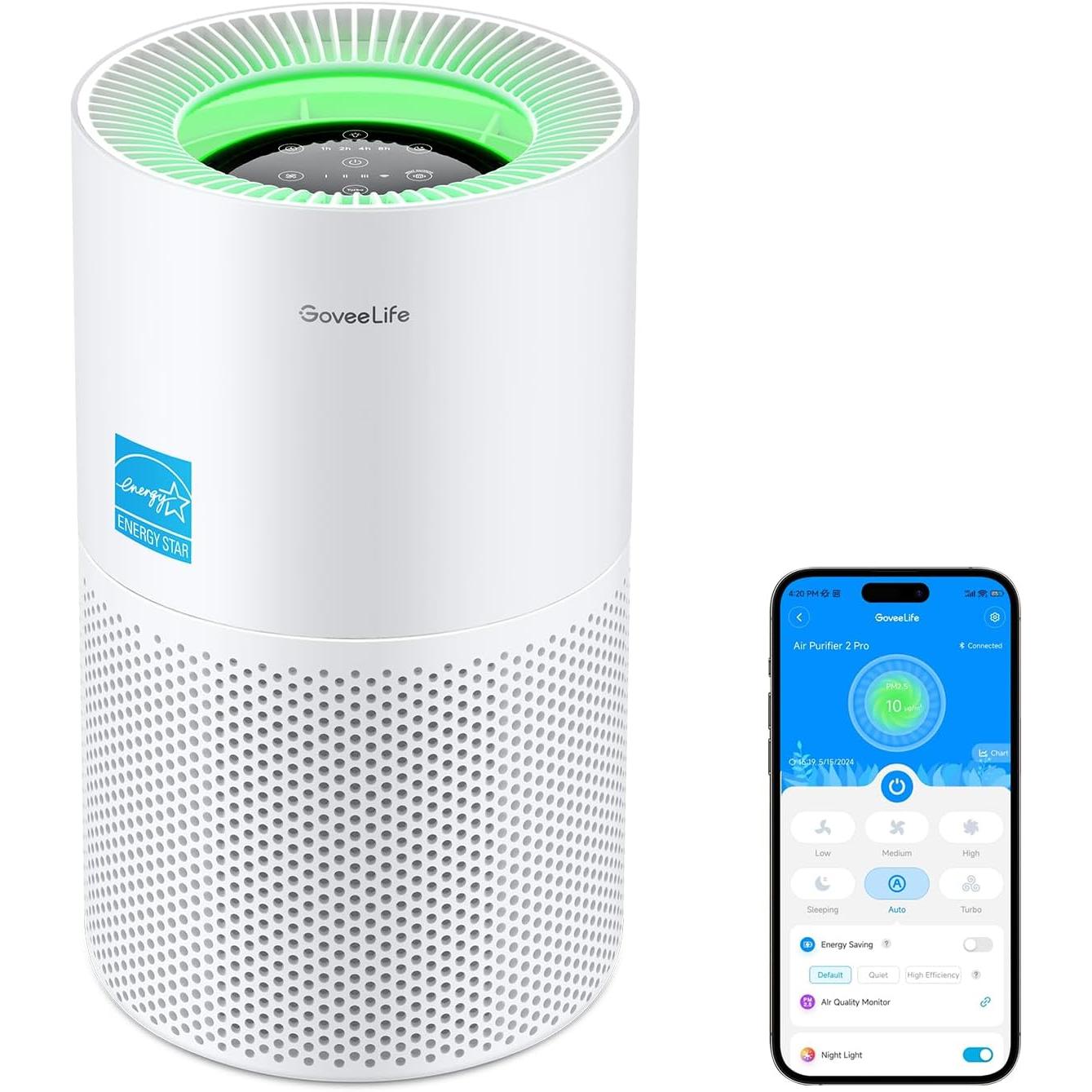 GoveeLife Smart Air Purifier 2 Pro, HEPA cubre hasta 108m²