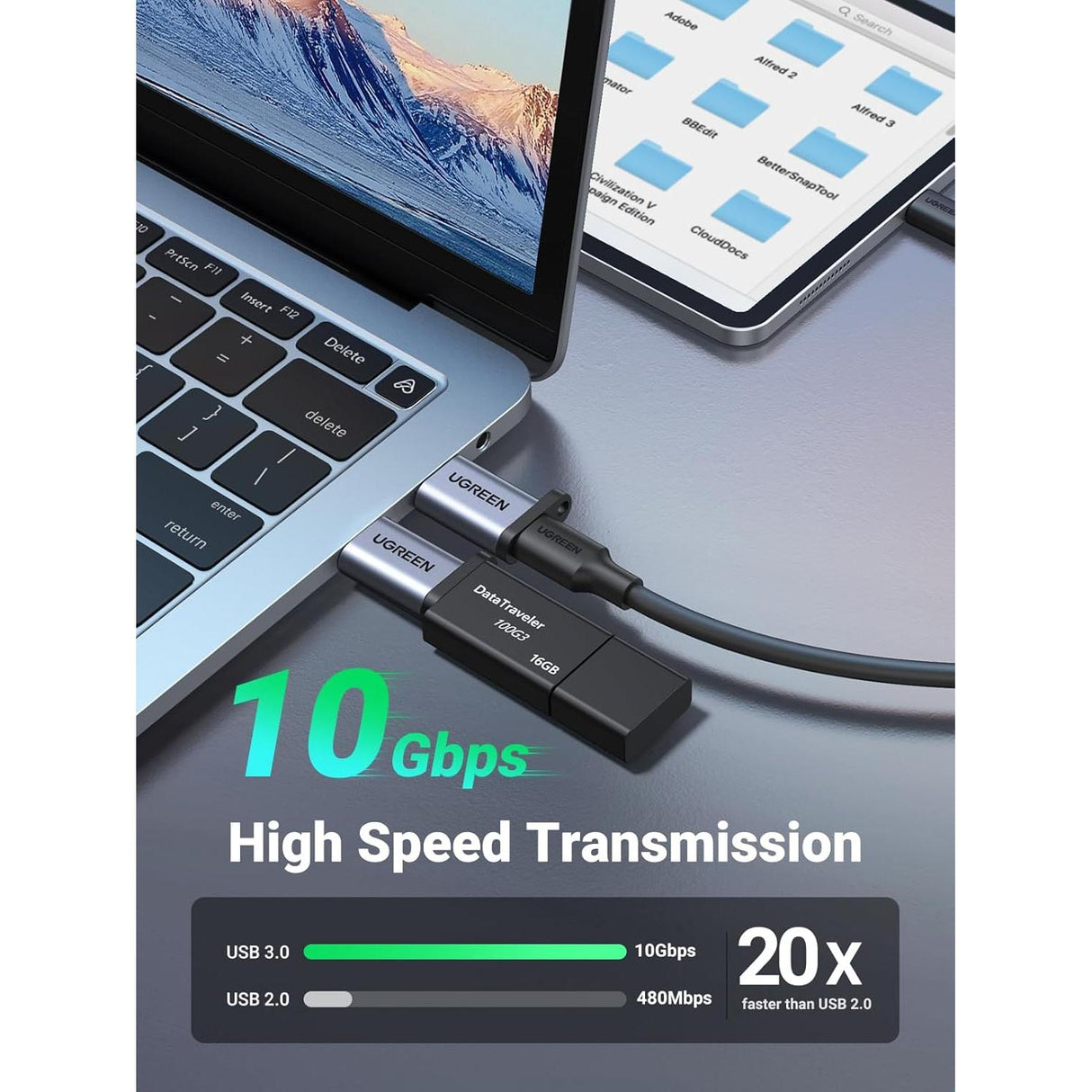 UGREEN 10Gbps Adaptador USB-C Hembra a USB-A Macho - 2 Pack