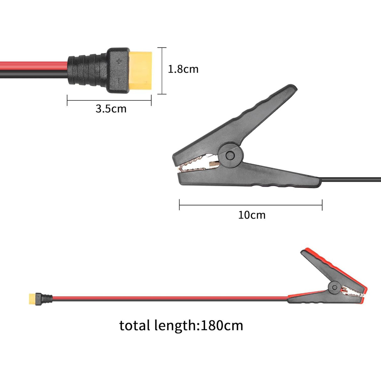YACSEJAO Cable XT60 a Lagartos para Batería Extensión 16AWG 1.8 Metros