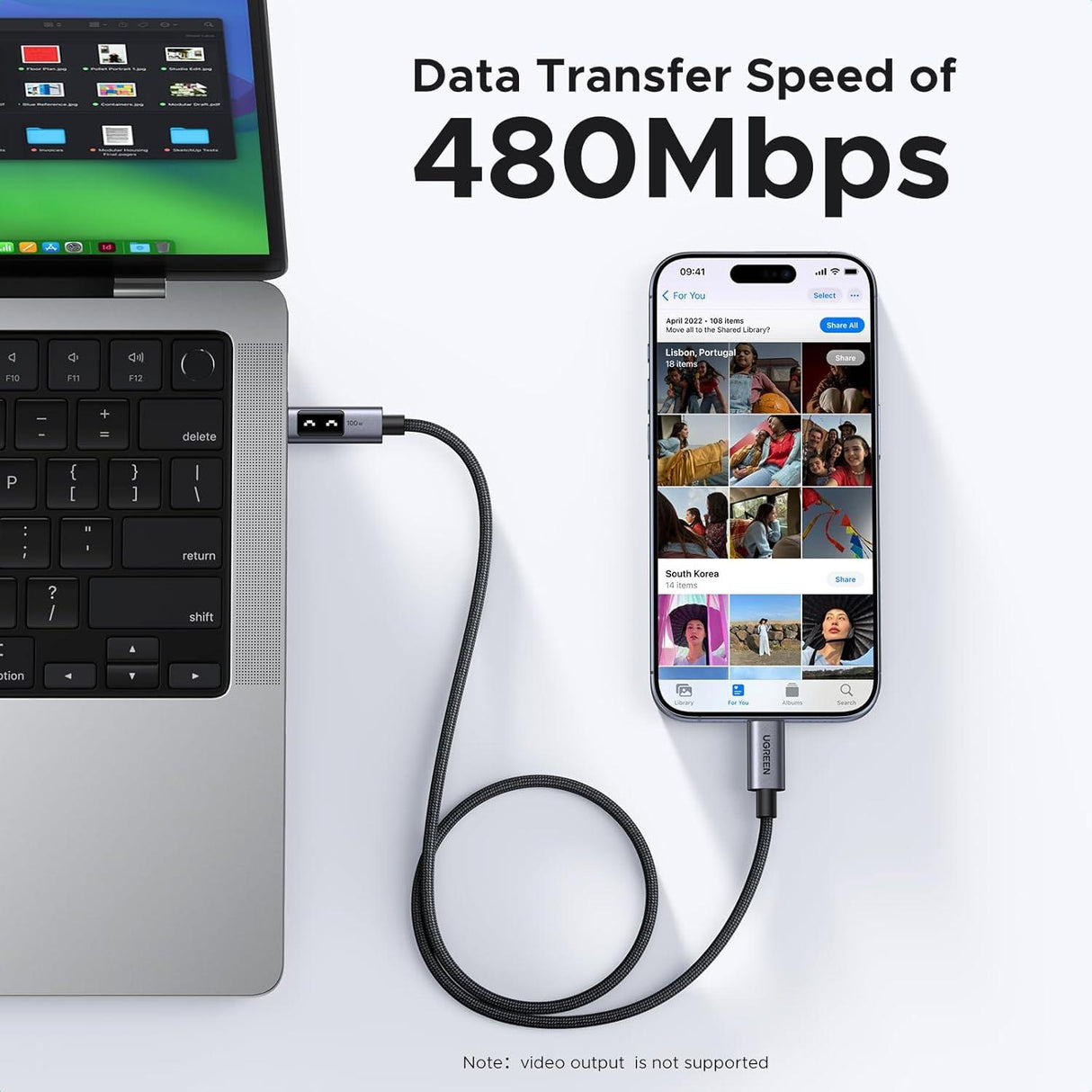 UGREEN Uno 100W Cable USB-C a USB-C Carga Rápida con Pantalla LED 1 Metro