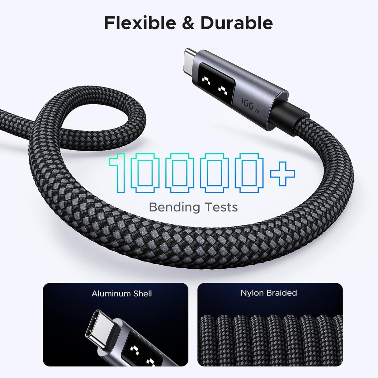 UGREEN Uno 100W Cable USB-C a USB-C Carga Rápida con Pantalla LED 1 Metro