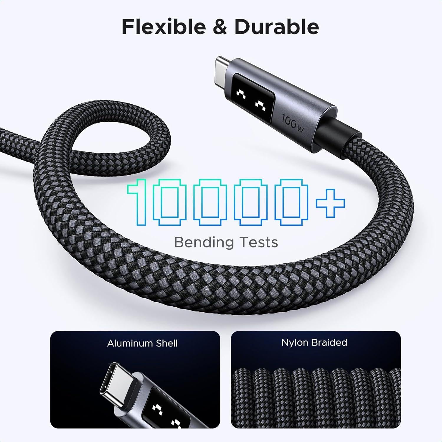 UGREEN Uno 100W Cable USB-C a USB-C Carga Rápida con Pantalla LED 1 Metro