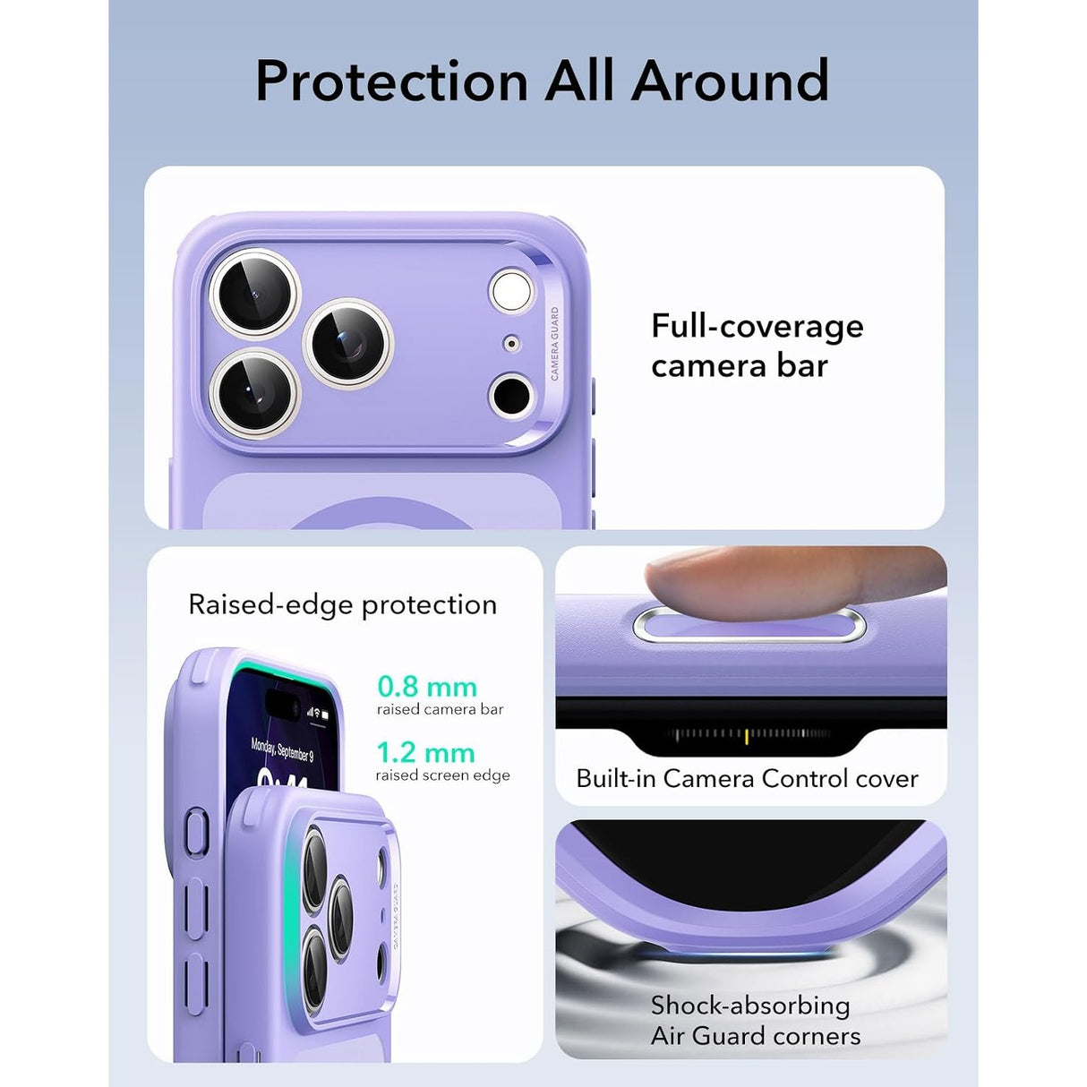 ESR iPhone 17 Pro Max Classic Hybrid Case con MagSafe y Control de Cámara Protección Grado Militar Esmerilado
